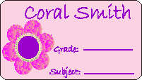 School Book Labels Pink Daisy